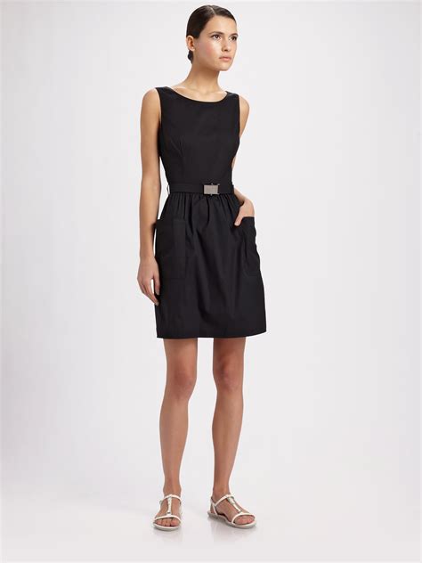 prada black sundress|Prada black dress sleeveless.